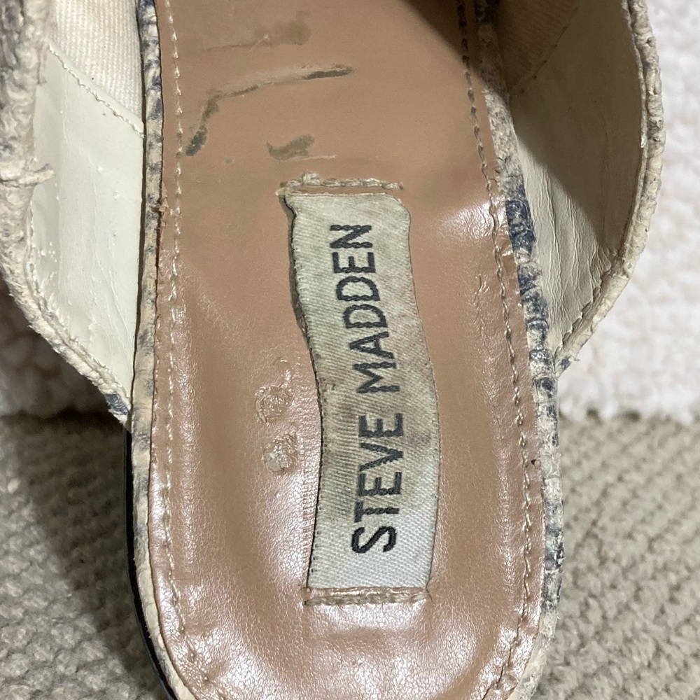 Steve Madden Women's Savina Leather Snakeprint Heel Mule Slip On Shoes SZ US 9M - Picture 12 of 12